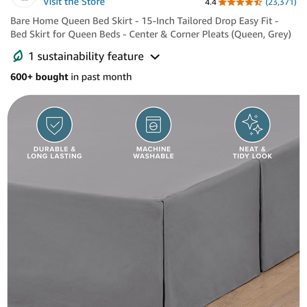 Grey Queen bed skirt gently used bought from Amazon.